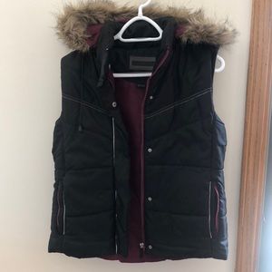 Zip up Vest with Furry Hood
